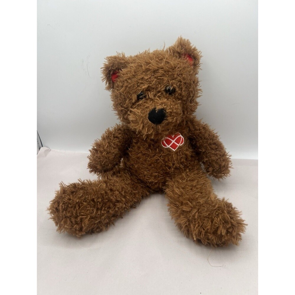 Goffa Teddy Bear Plush 14β Brown Fuzzy Stuffed Animal Red Heart Valentine